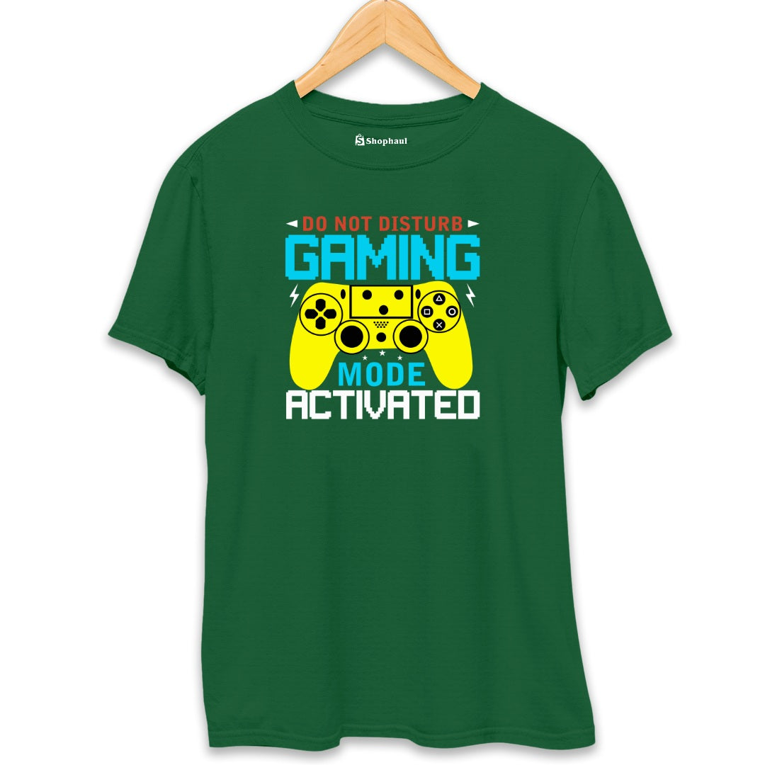 Game Mode Activated Gaming T-Shirt  Bottle-Green-XXL