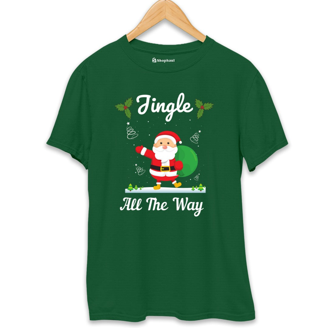 Jingle All The Way Christmas T-Shirt  Bottle-Green-XXL