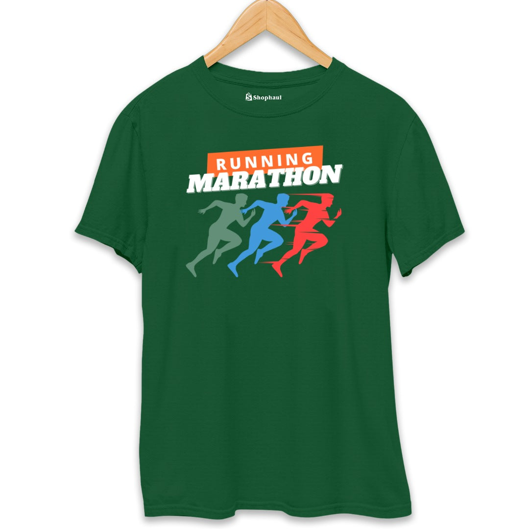 Running Marathon T-Shirt  Bottle-Green-XXL