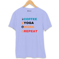 Coffee Yoga Work Repeat T-Shirt  Lavender-XXL