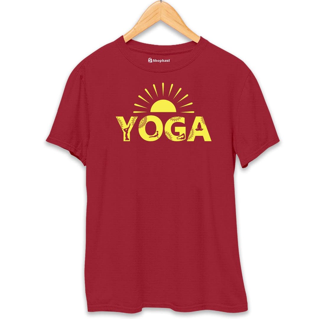 Morning Yoga T-Shirt  Maroon-XXL