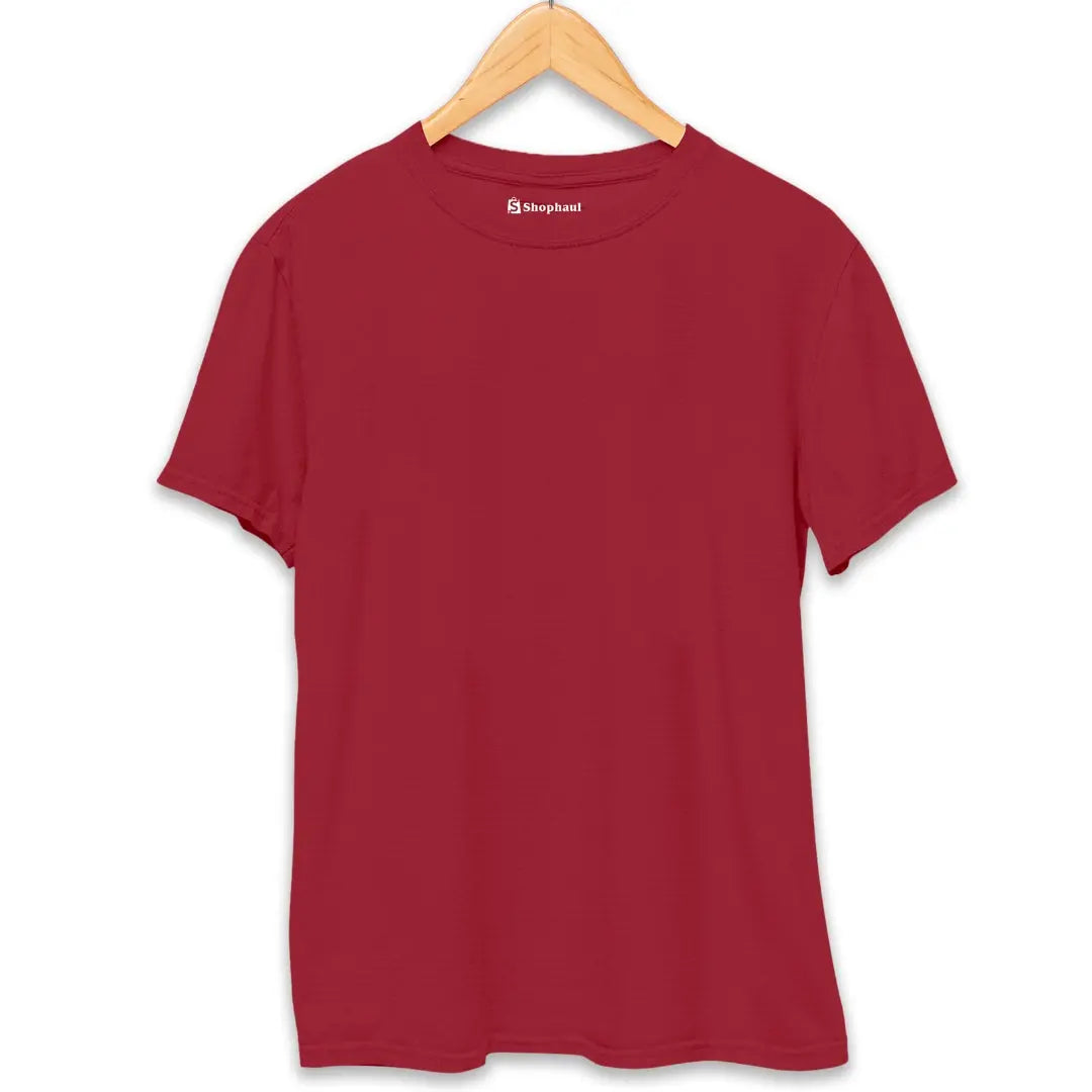 Maroon Round Neck Plain T-shirt The Shophaul