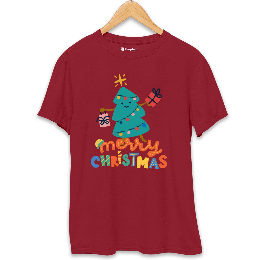 Merry Christmas T-Shirt  Maroon-XXL