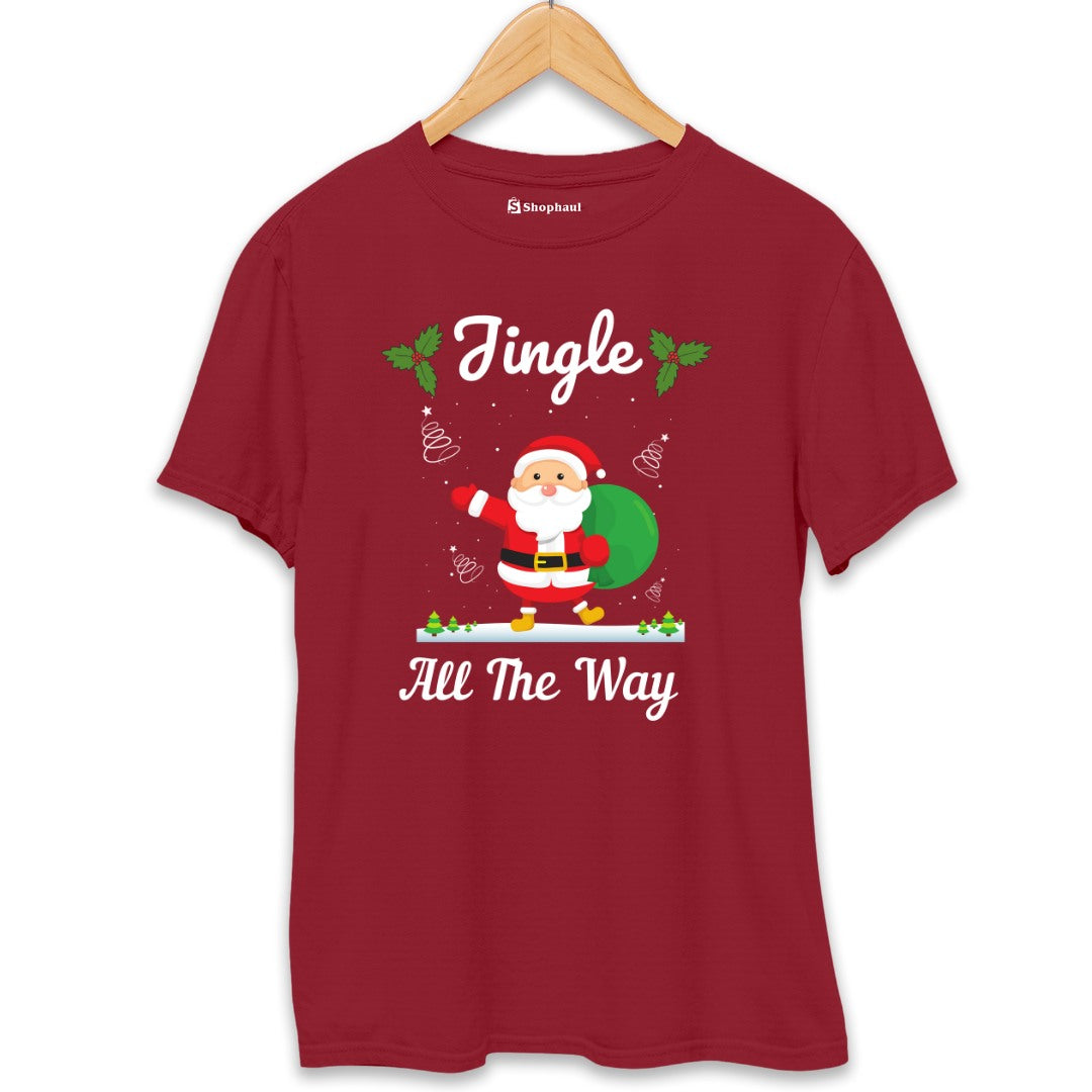 Jingle All The Way Christmas T-Shirt  Maroon-XXL