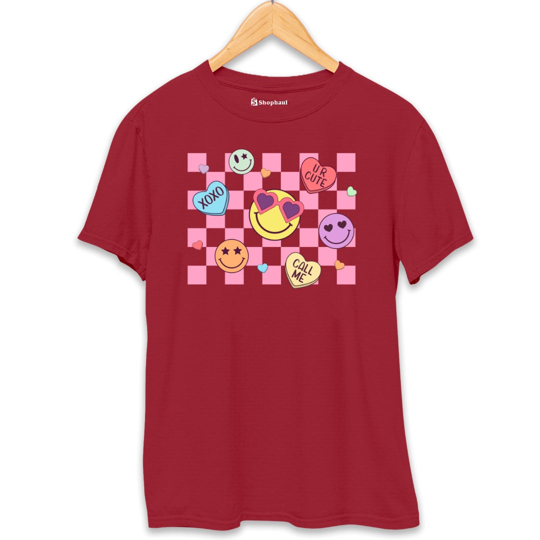 Valentine Smiley T-Shirt  Maroon-XXL