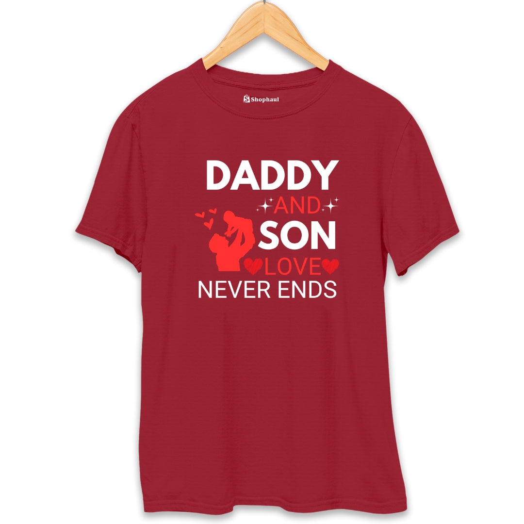 Dad Son Love Never Ends T-Shirt  Maroon-XXL