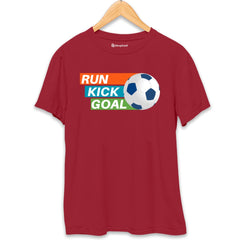 Run Kick Goal Football T-Shirt  Maroon-XXL