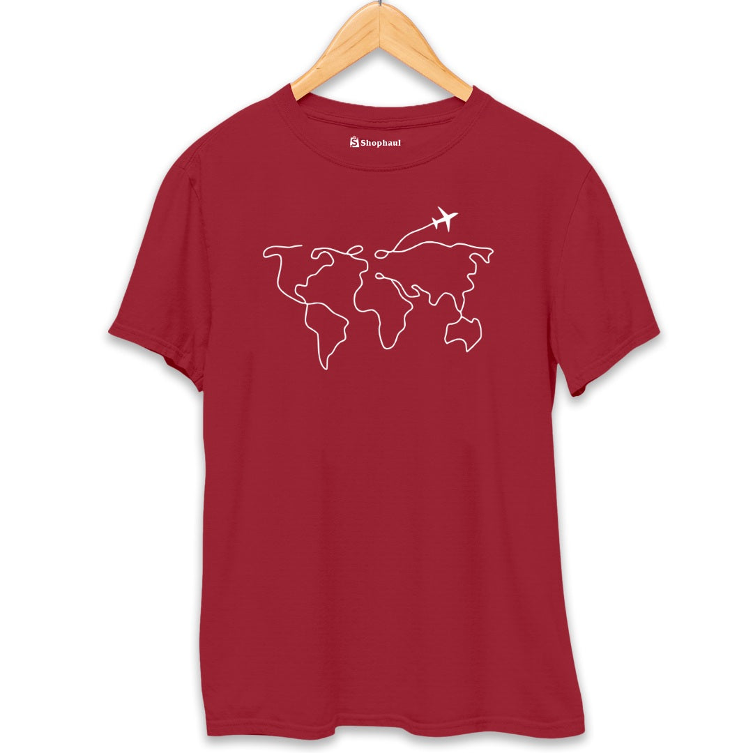 World Travel T-Shirt  Maroon-XXL