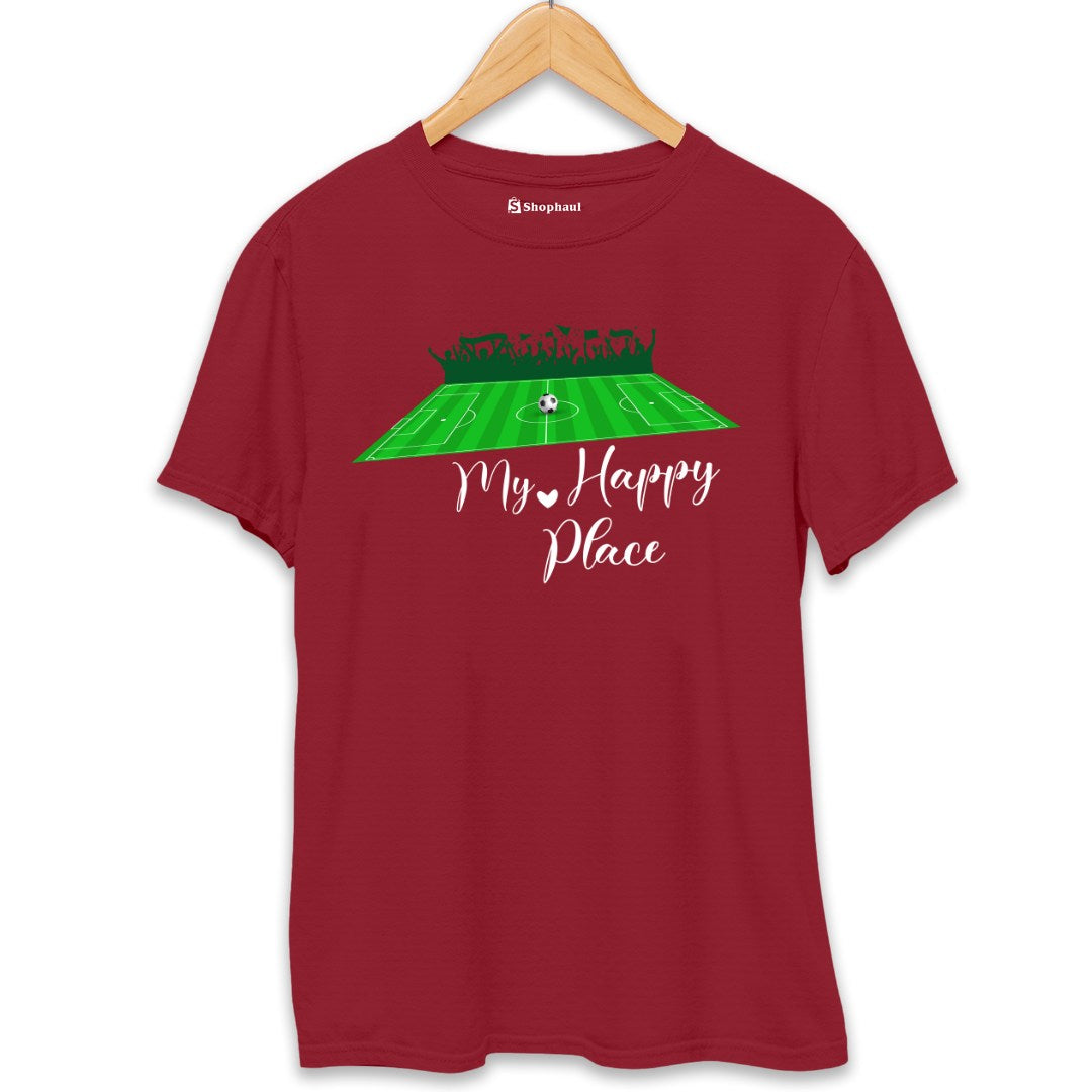 My Happy Place Football T-Shirt  Maroon-XXL