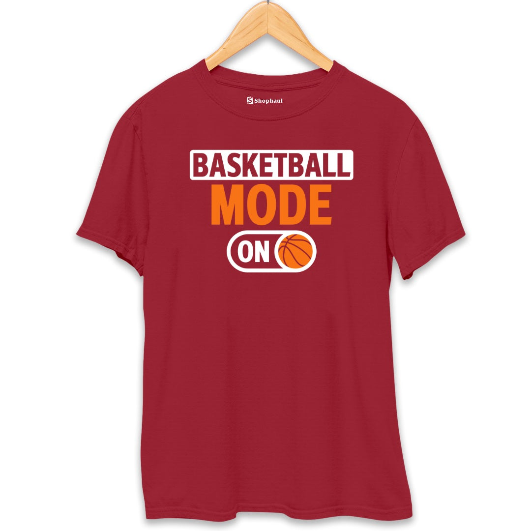 Basketball Mode On T-Shirt  Maroon-XXL