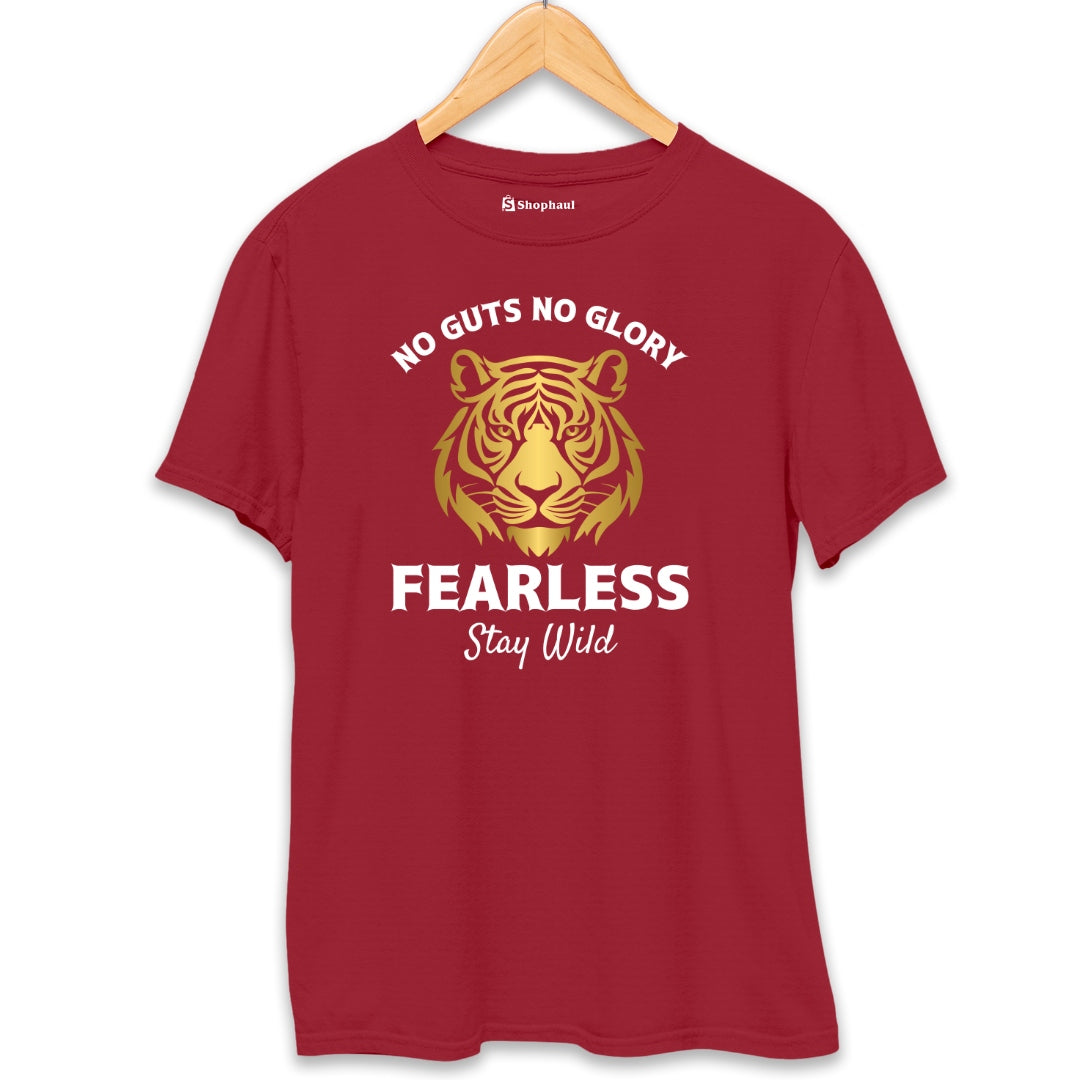 No Guts No Glory Fearless Tiger T-Shirt  Maroon-XXL