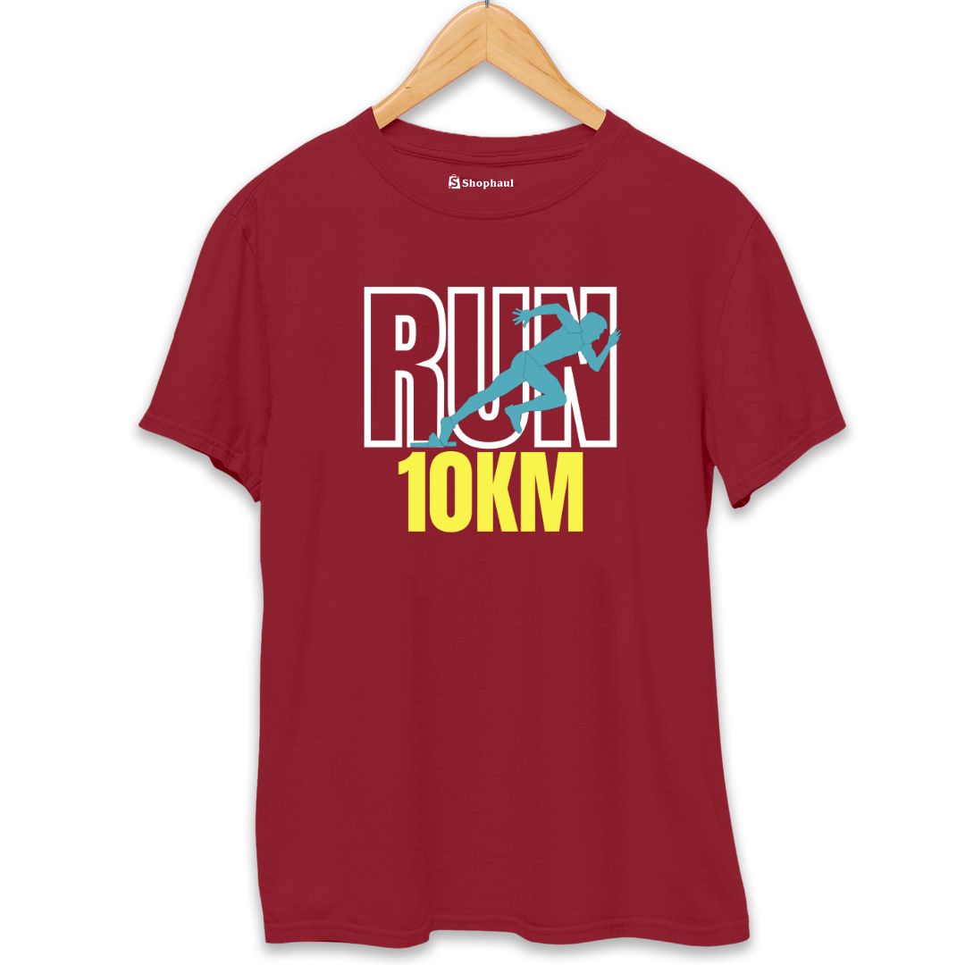 RUN 10KM Running T-Shirt  Maroon-XXL