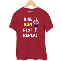 Rise Run Rest Running T-Shirt  Maroon-XXL