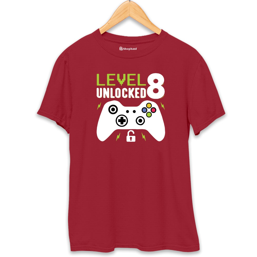 Level Unlocked Gaming T-Shirt  Maroon-XXL