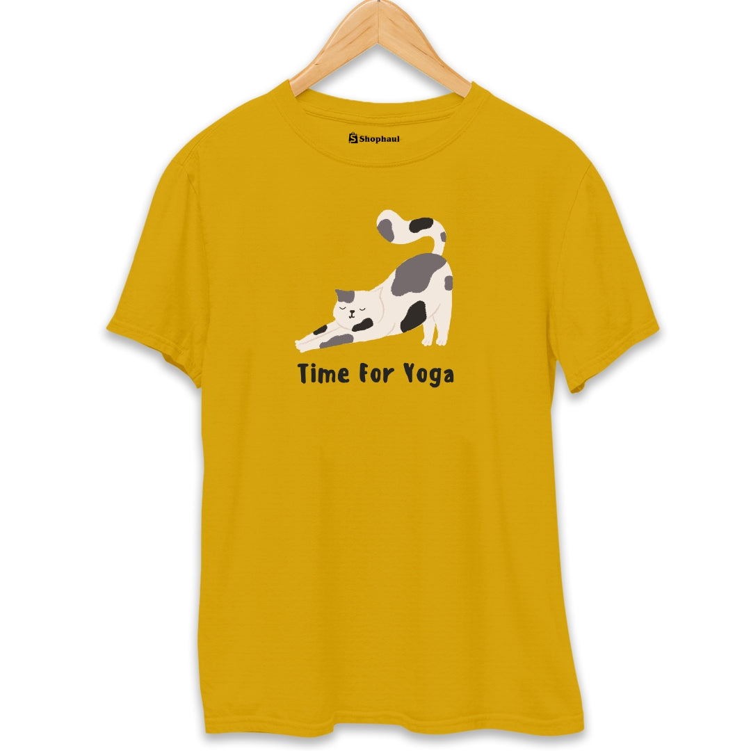 Time for Yoga Funny T-Shirt  Mustard-Yellow-XXL