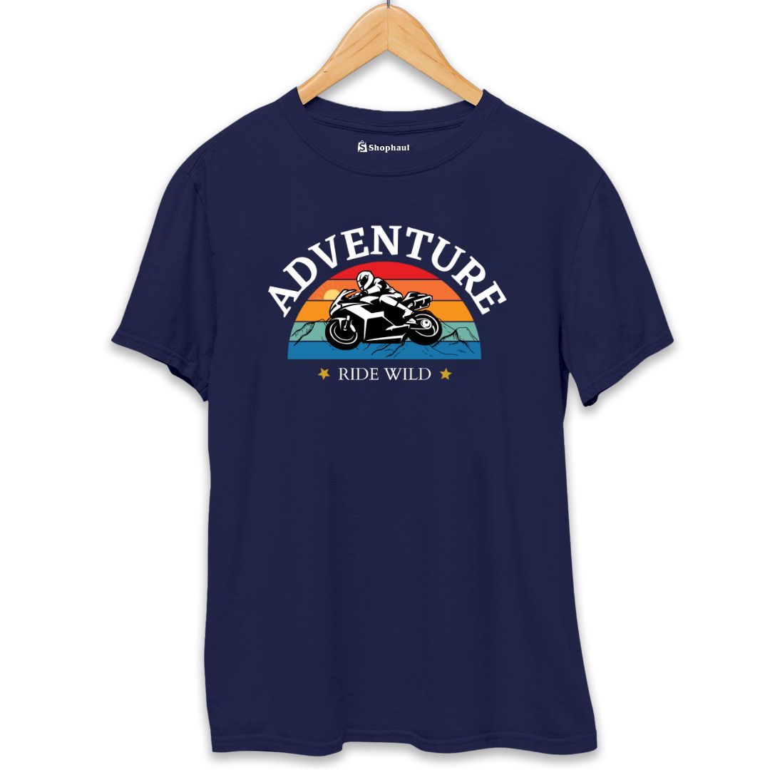 Adventure Wild Ride Biker T-Shirt  Navy-Blue-XXL-46