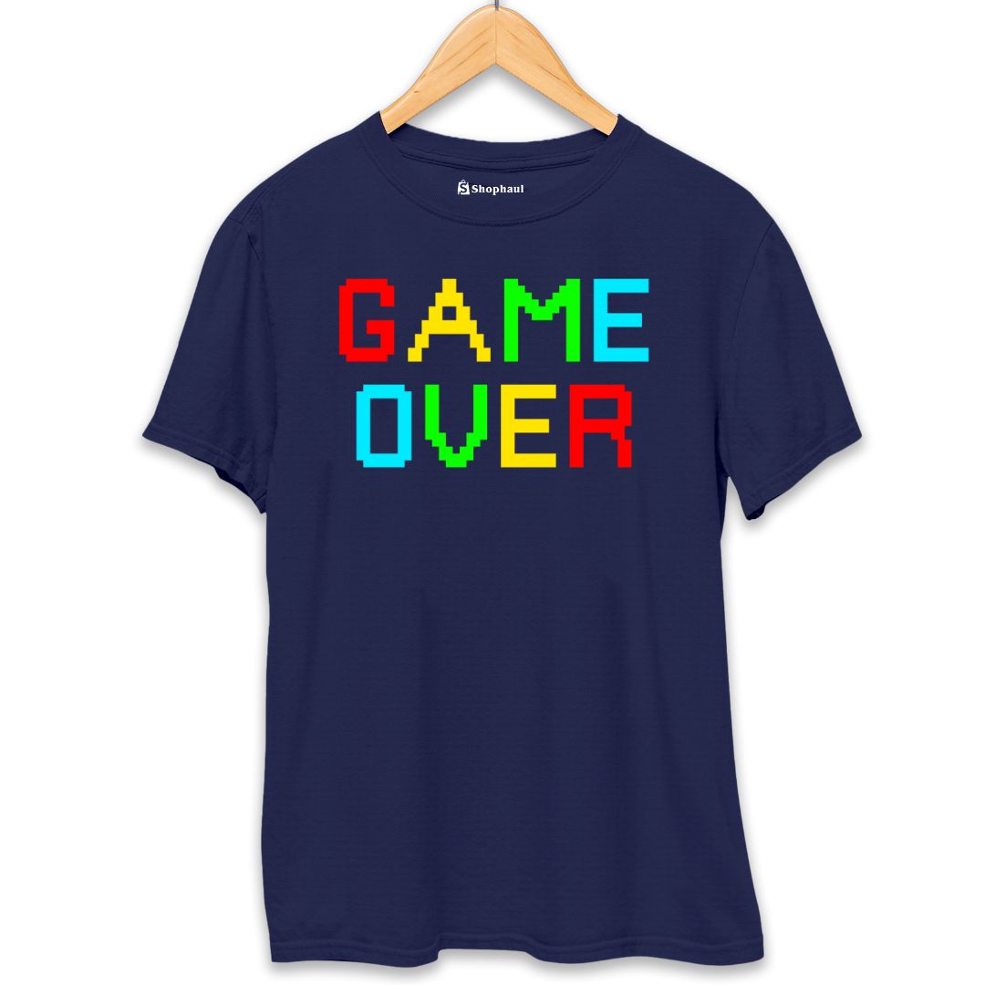 Game Over Gaming T-Shirt  Navy-Blue-XXL