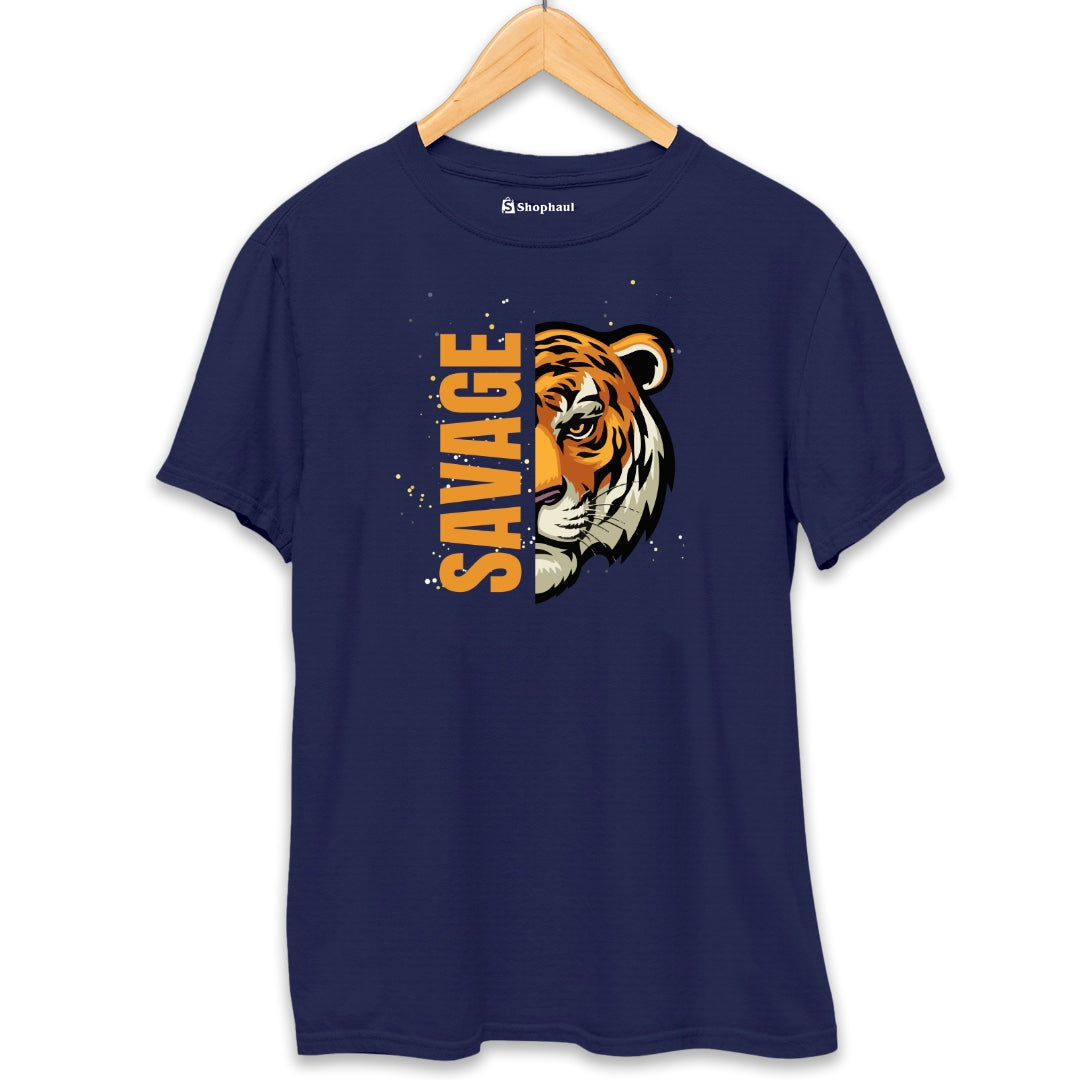 Savage Tiger T-Shirt  Navy-Blue-XXL