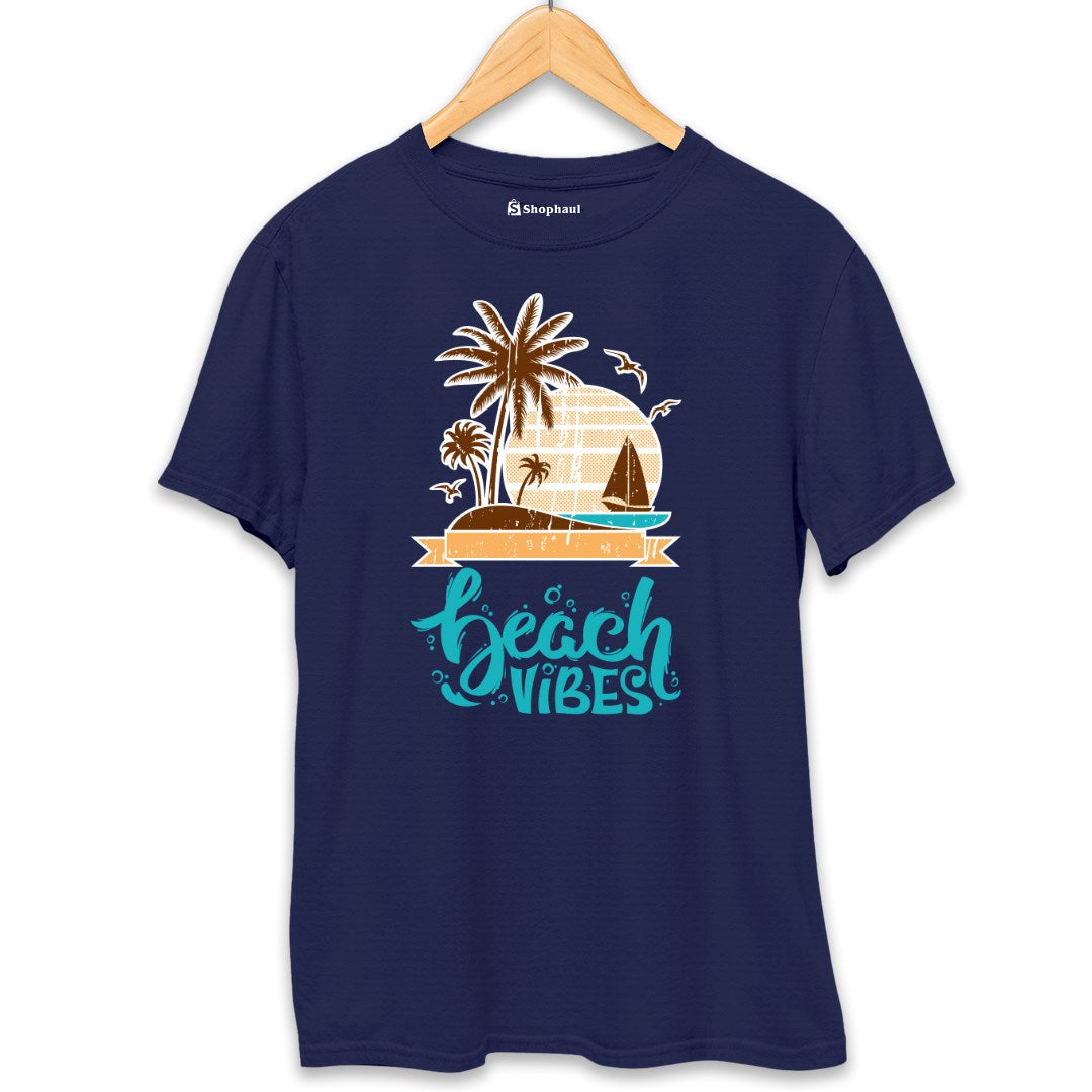 Beach Vibles T-Shirt  Navy-Blue-XXL