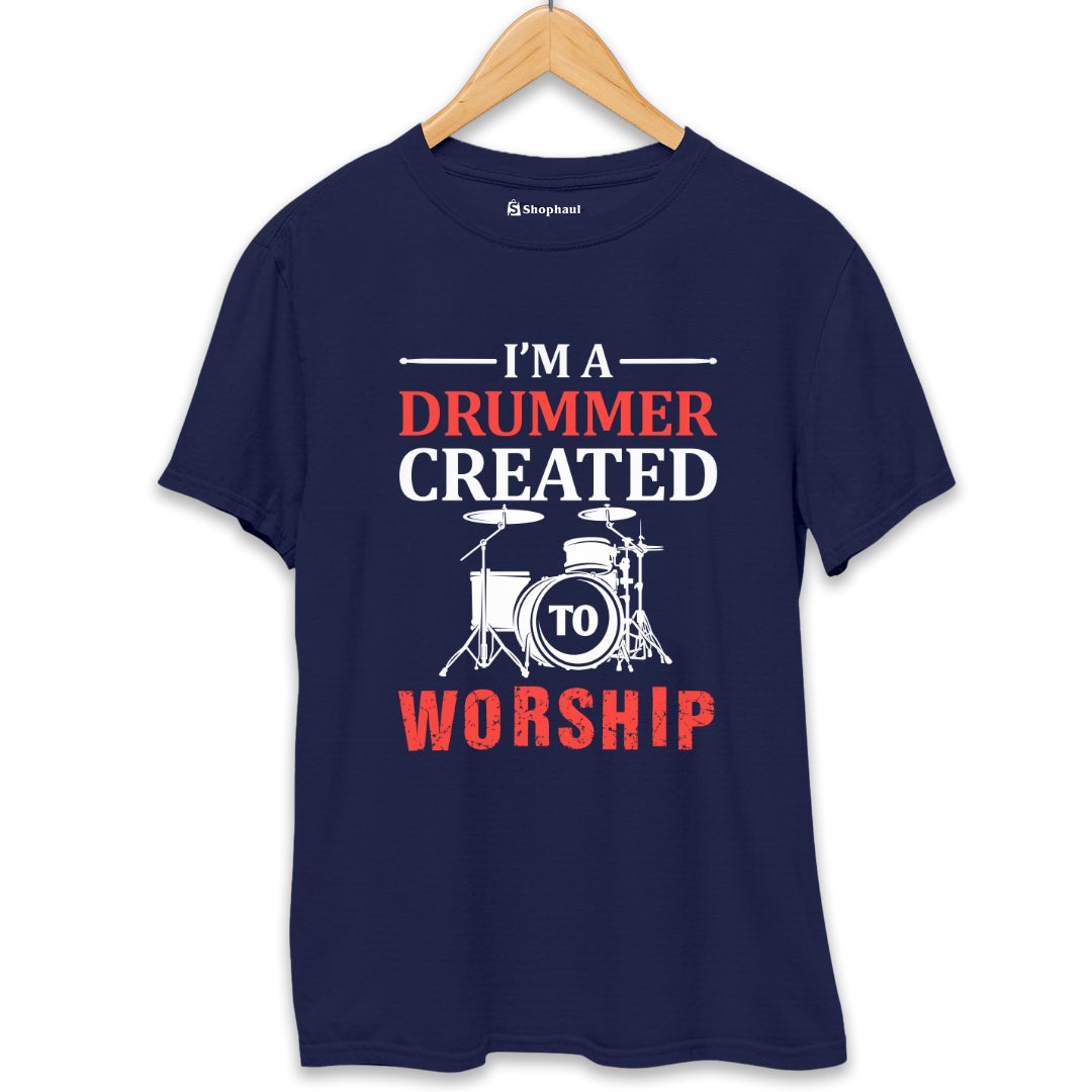 Drummer Created to Worship Music T-Shirt