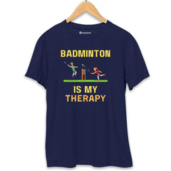 Badminton is My Therapy T-Shirt  Navy-Blue-XXL