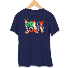 Holly Jolly Christmas T-Shirt  Navy-Blue-XXL