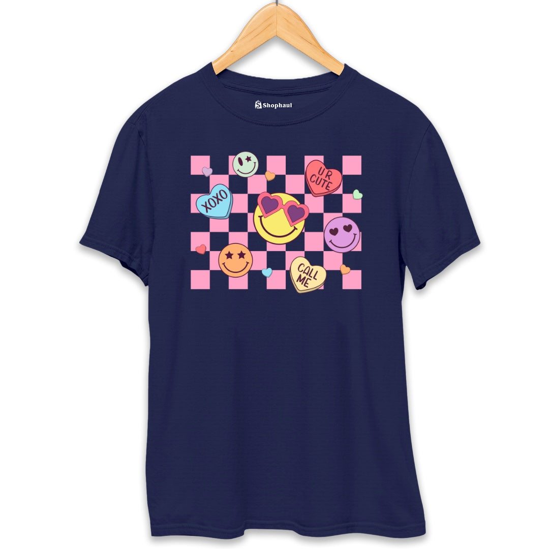 Valentine Smiley T-Shirt  Navy-Blue-XXL