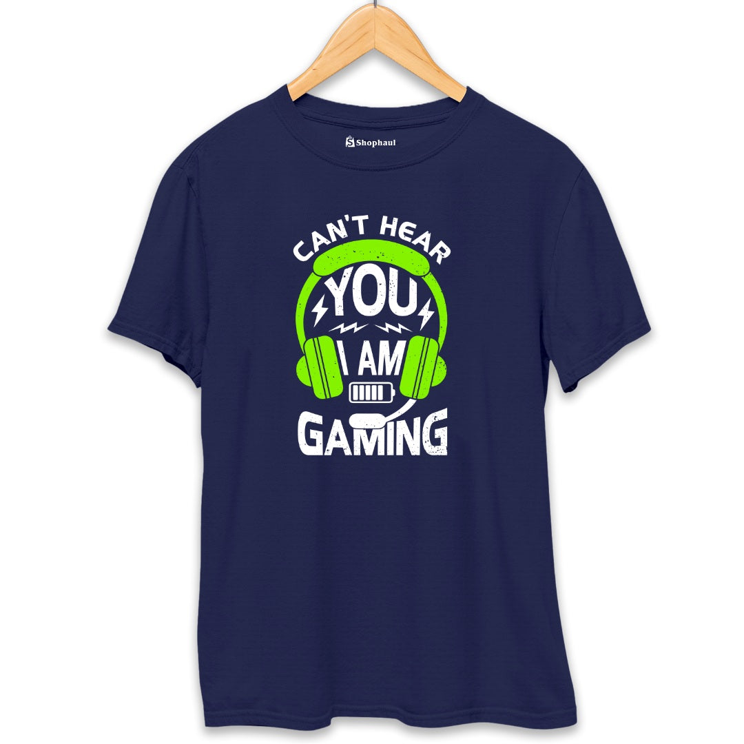 Can't Hear You I'am Gaming T-Shirt  Navy-Blue-XXL