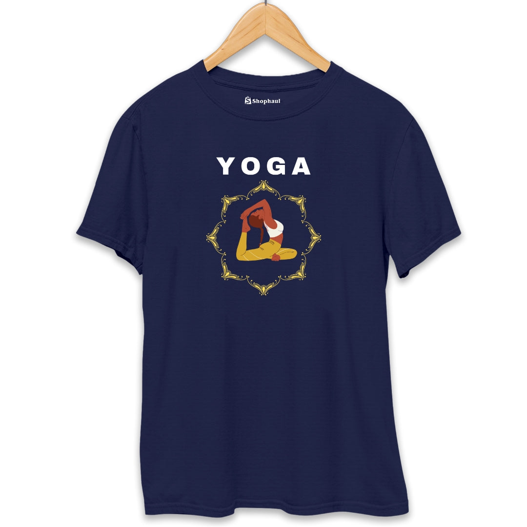 Yoga Asana T-Shirt  Navy-Blue-XXL