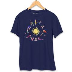 Surya Namskar Yoga T-Shirt  Navy-Blue-XXL