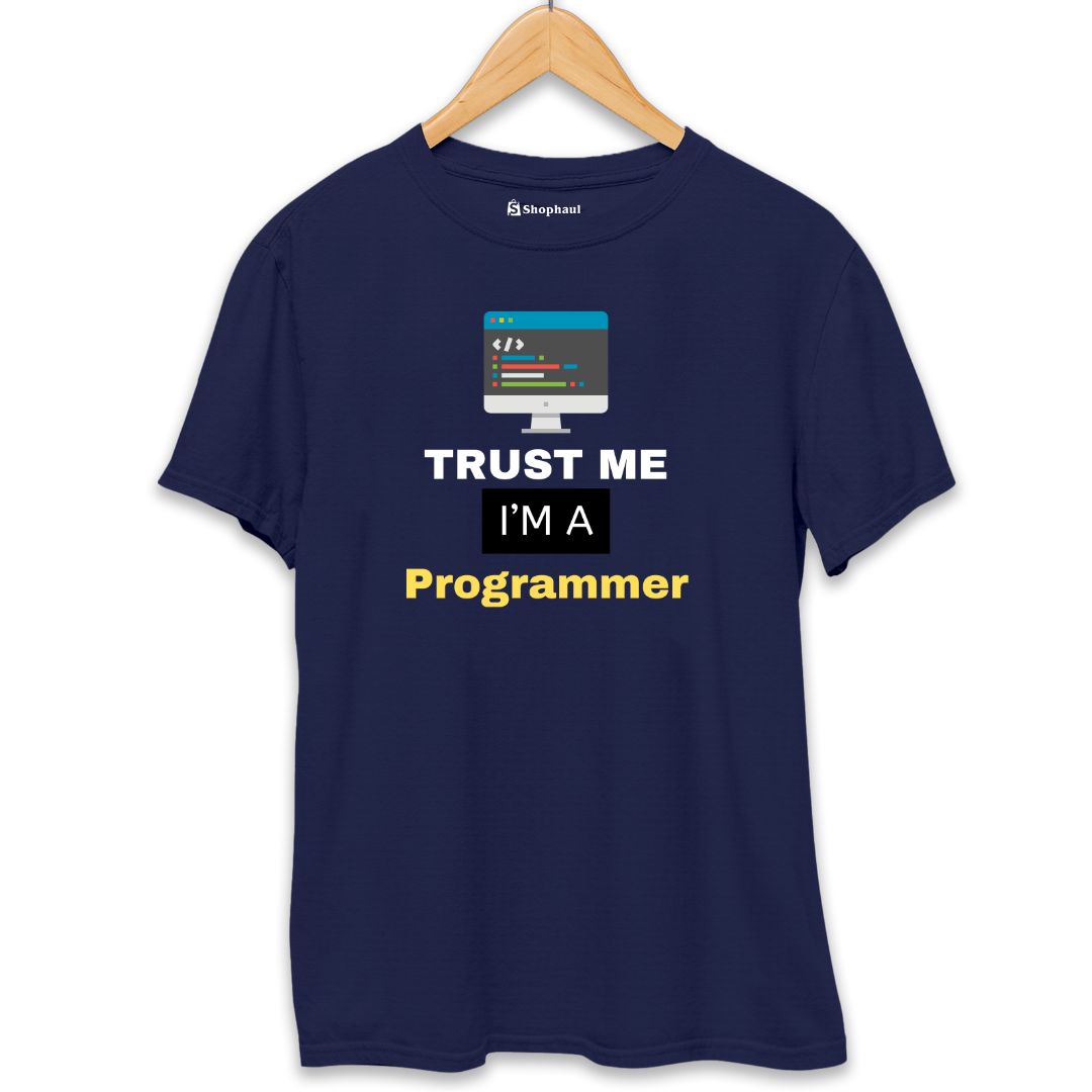 Trust Me I am Developer Coding T-Shirt  Navy-Blue-XXL