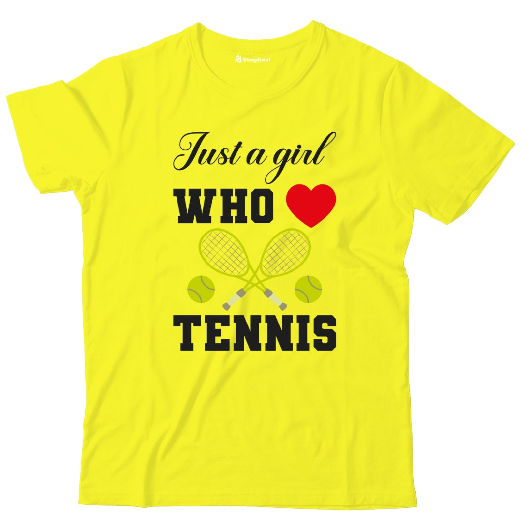 Kids Just a Girl who Loves Tennis T-Shirt  New-Yellow-13Yrs