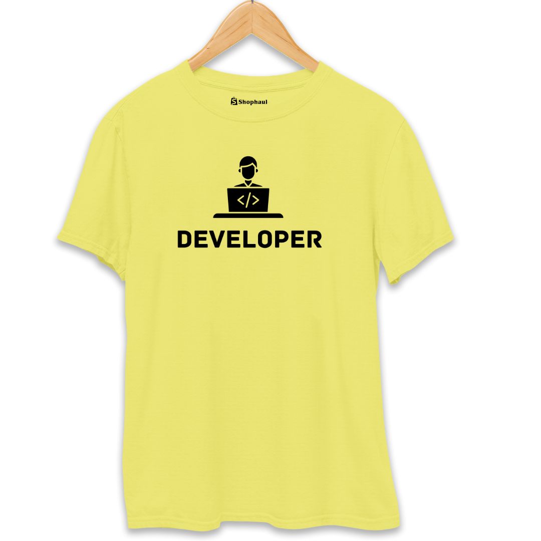 Developer Coding T-Shirt  New-Yellow-XXL