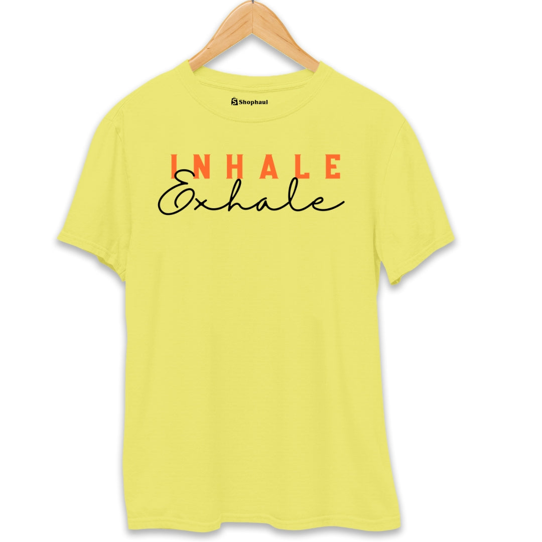 Inhale Exhale Yoga T-Shirt  New-Yellow-XXL