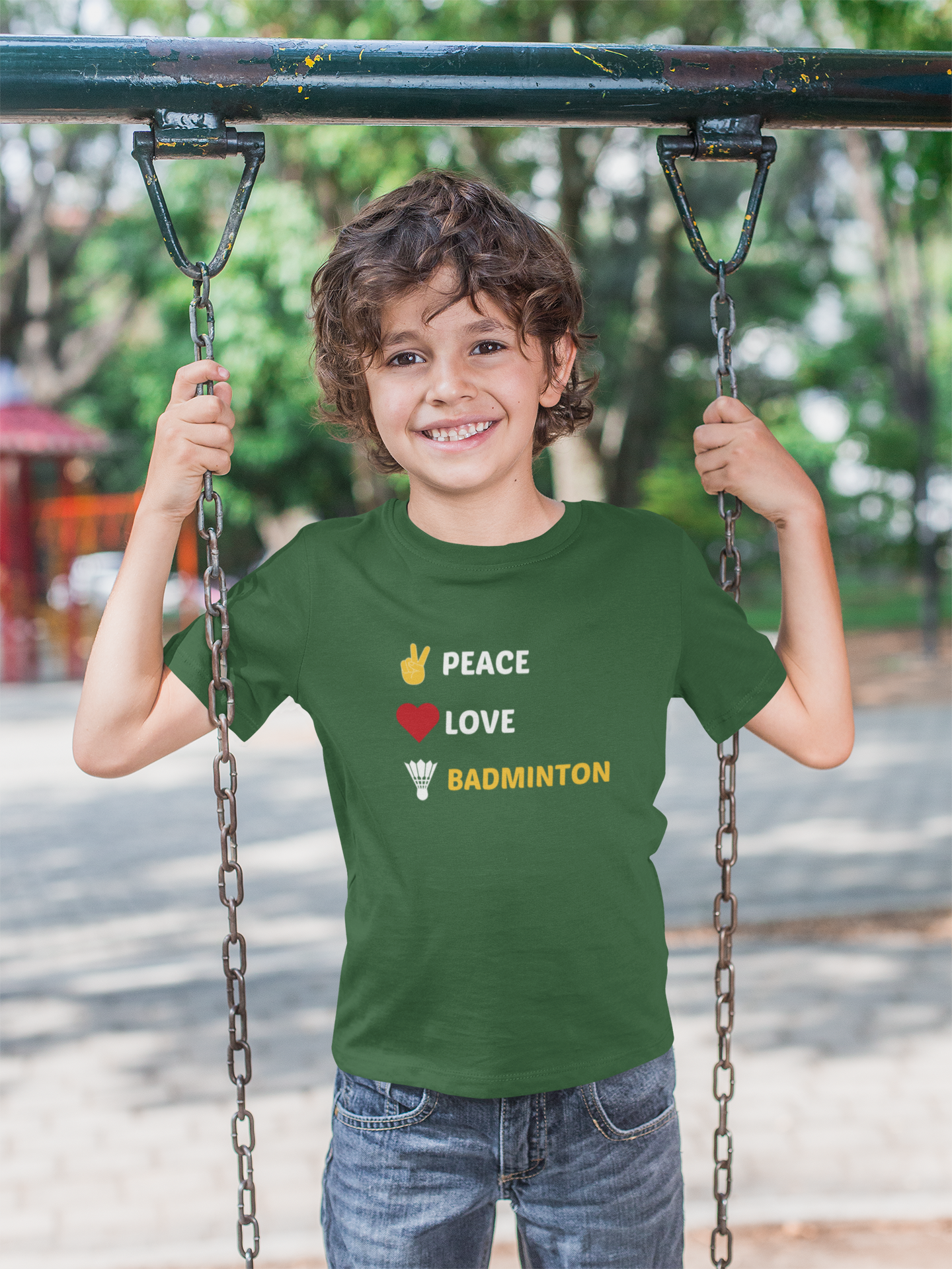 Kids Peace Love Badminton T-Shirt 