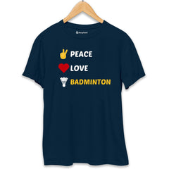 Peace Love Badminton T-Shirt  Petrol-Blue-XXL