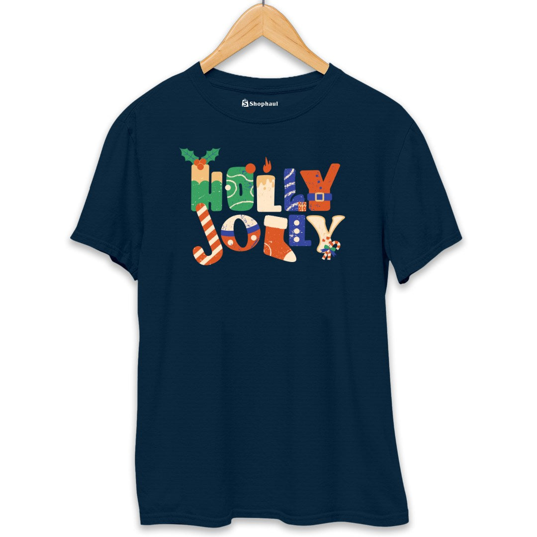 Holly Jolly Christmas T-Shirt  Petrol-Blue-XXL