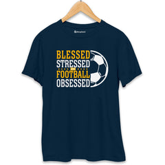 Blessed Stressed Football T-Shirt  Petrol-Blue-XXL