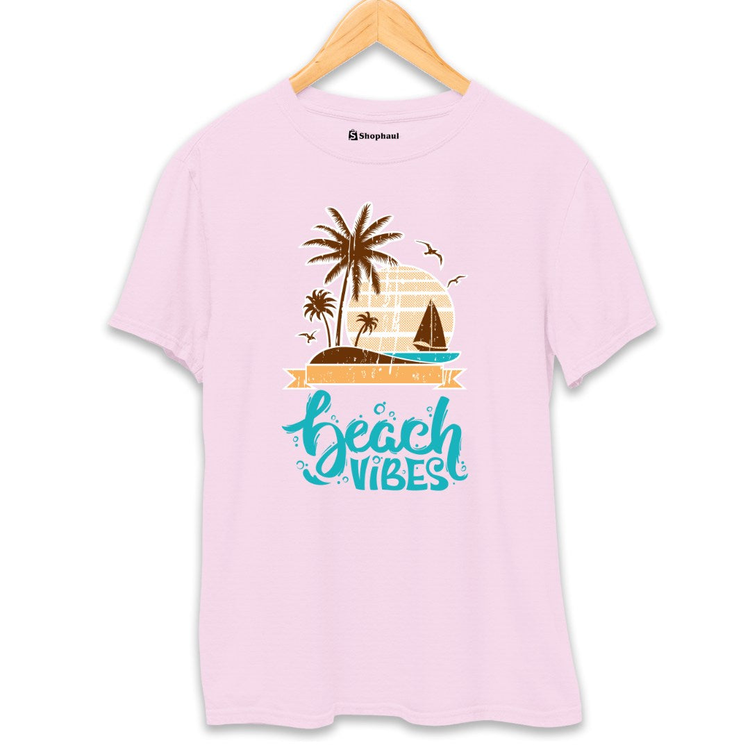 Beach Vibles T-Shirt  Light-Baby-Pink-XXL