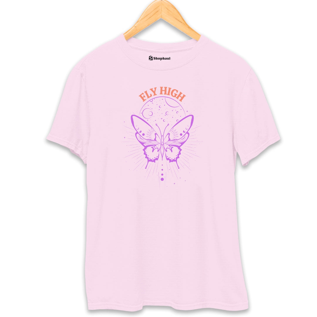 Fly High Butterfly T-Shirt  Light-Baby-Pink-XXL