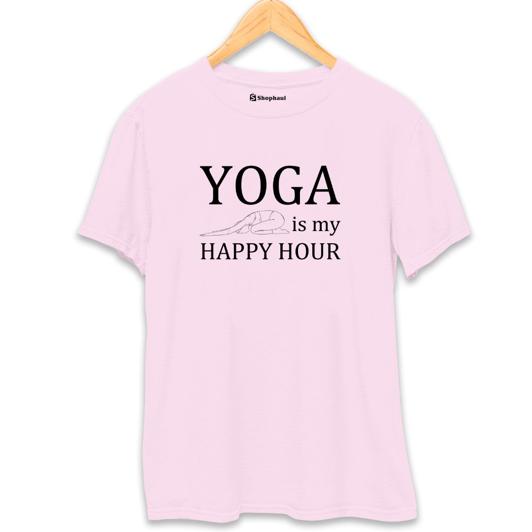 Yoga is my Happy Hour T-Shirt  Light-Baby-Pink-XXL