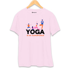 Yoga is my Superpower T-Shirt  Light-Baby-Pink-XXL