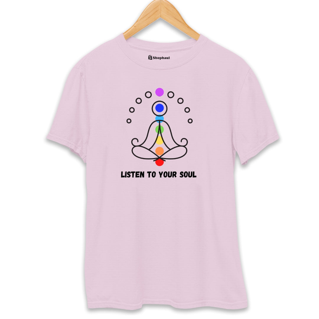 Listen to your Soul Yoga T-Shirt  Light-Baby-Pink-XXL