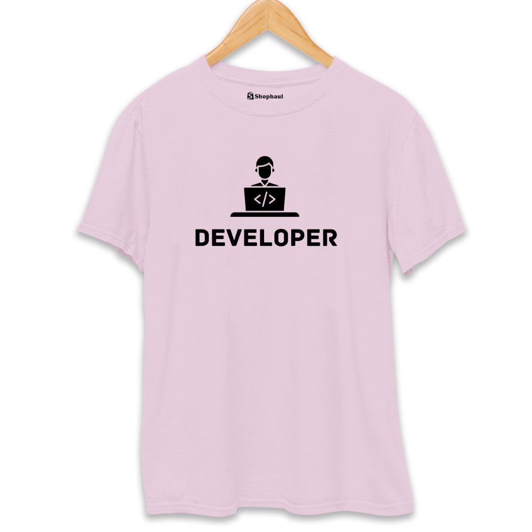 Developer Coding T-Shirt  Light-Baby-Pink-XXL