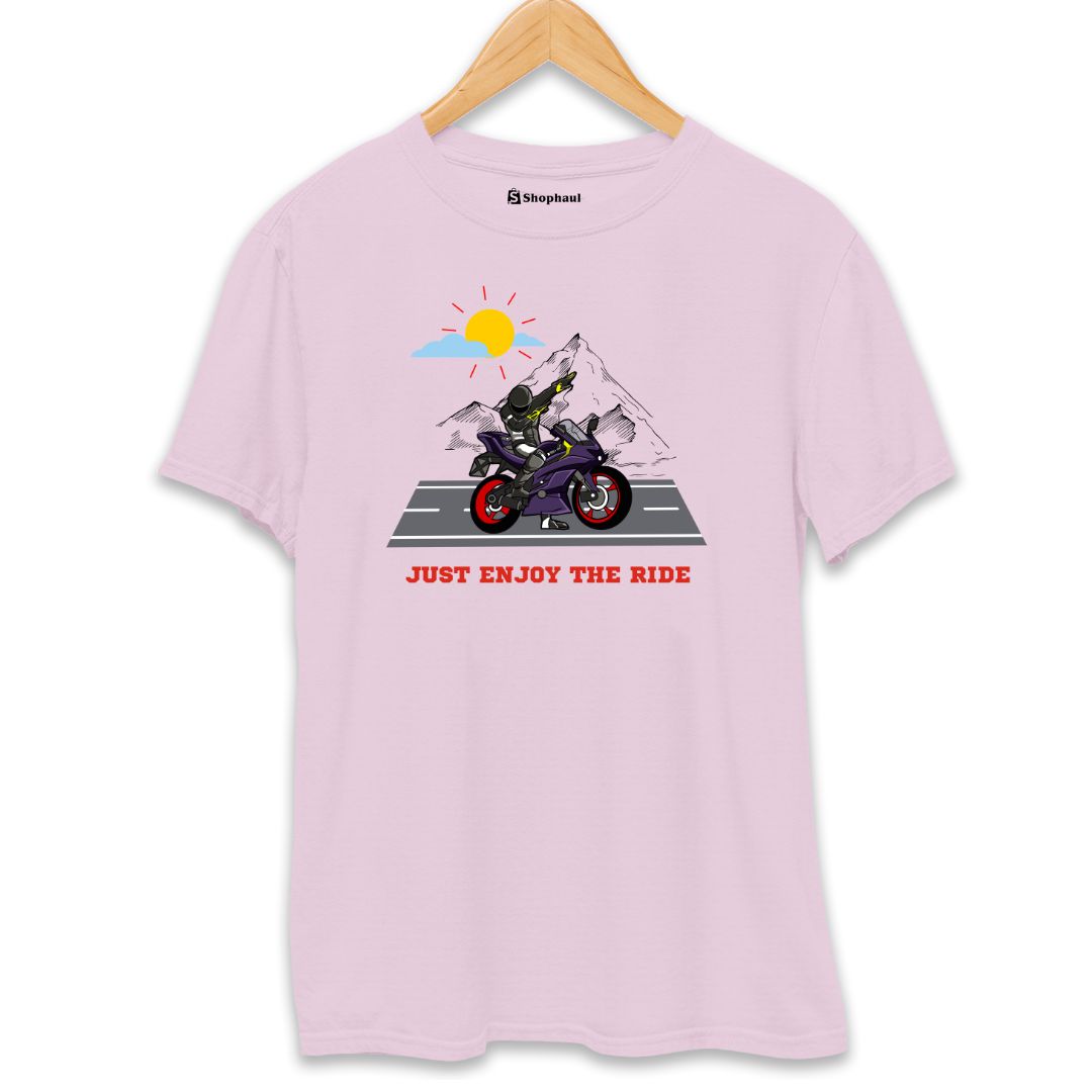 Just Enjoy The Ride T-Shirt  Light-Baby-Pink-XXL