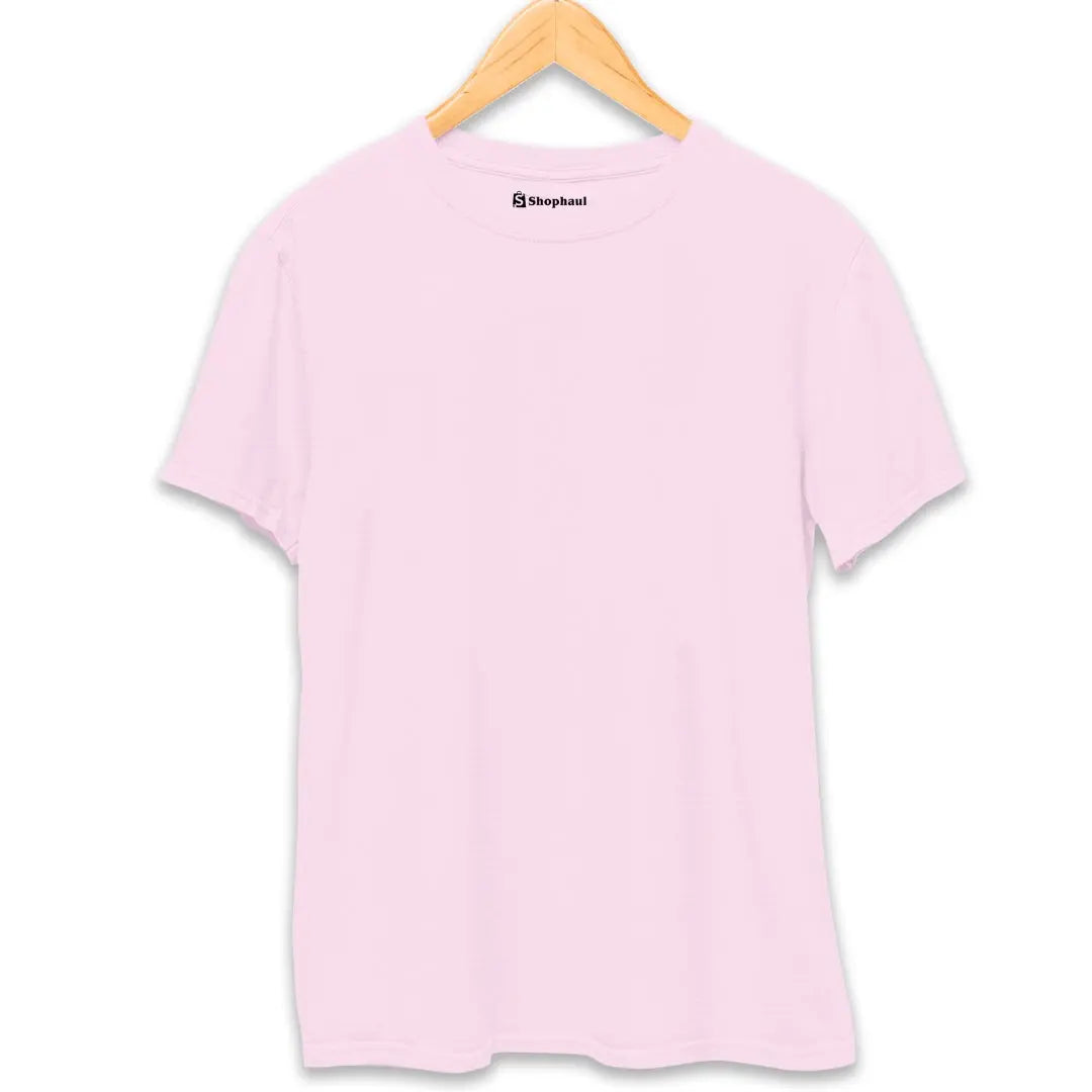 Light Baby Pink Round Neck Plain T-Shirt The Shophaul