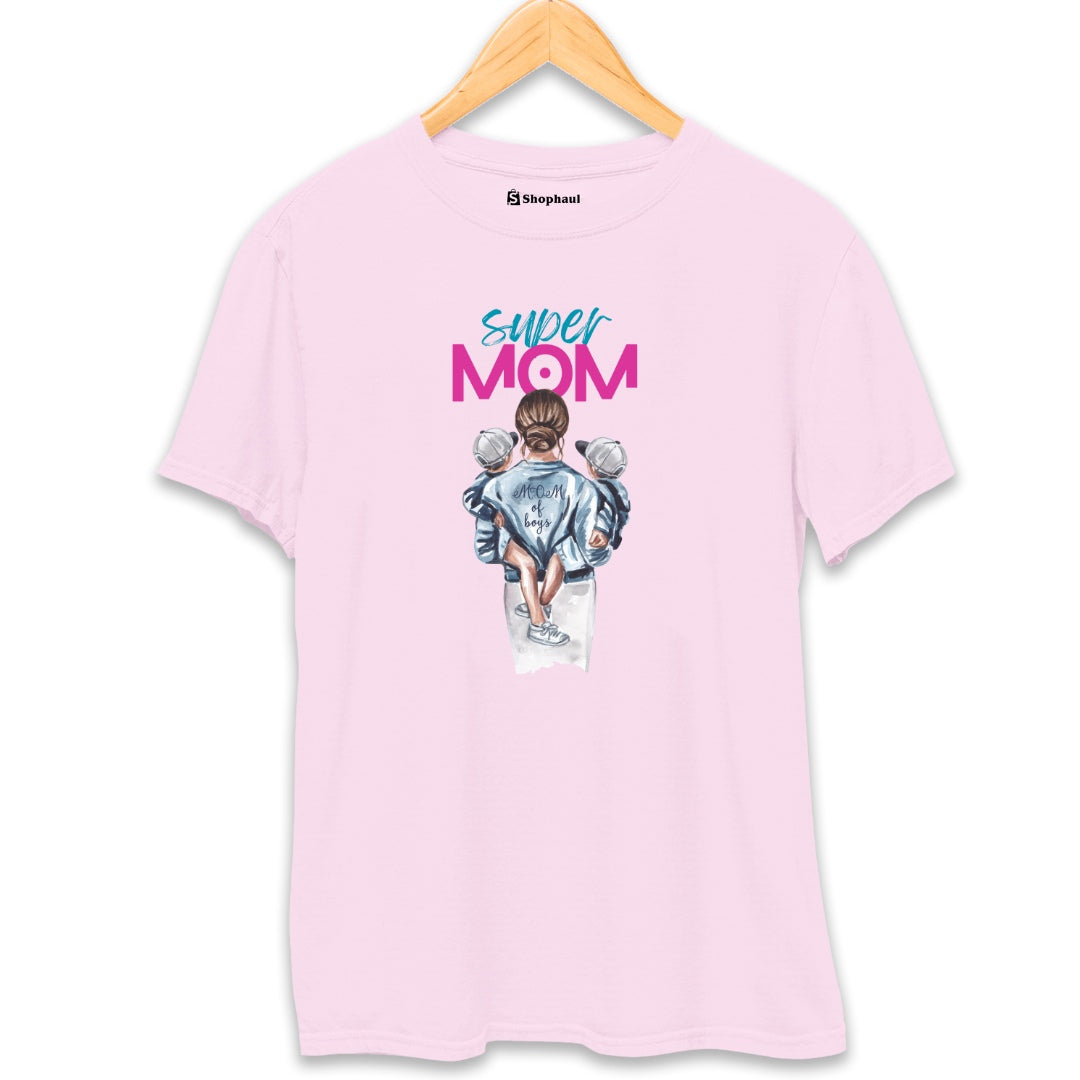 MOM of Boys T-Shirt  Light-Baby-Pink-XXL