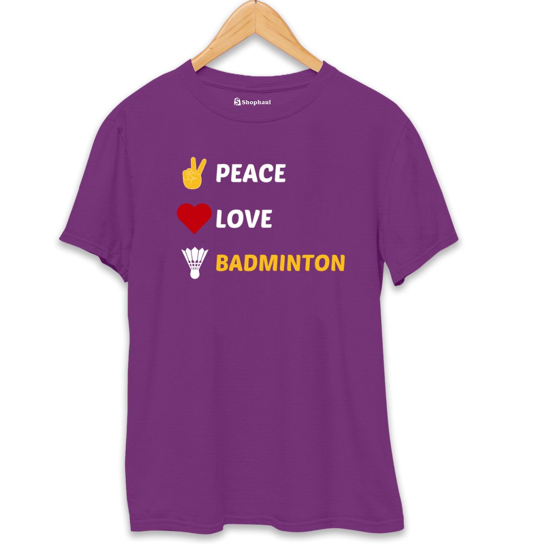 Peace Love Badminton T-Shirt  Purple-XXL