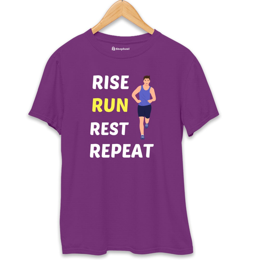 Rise Run Rest Running T-Shirt  Purple-XXL