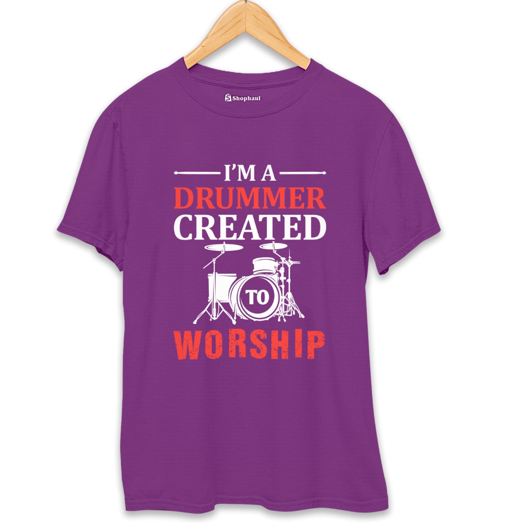 Drummer Created to Worship Music T-Shirt